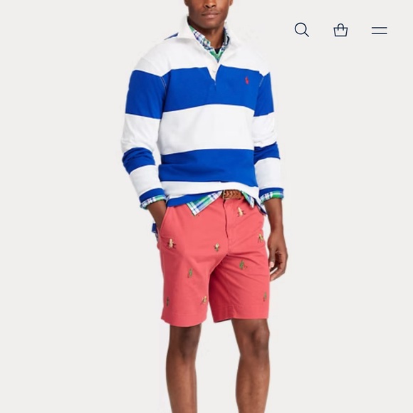 Polo Ralph Lauren Rugby Polo Shirt Blue White Striped Long Sleeve Men's Medium - Picture 2 of 12